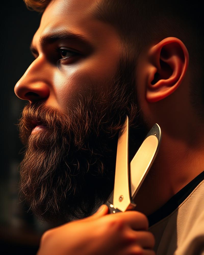 Barba aparada na navalha com acabamento premium