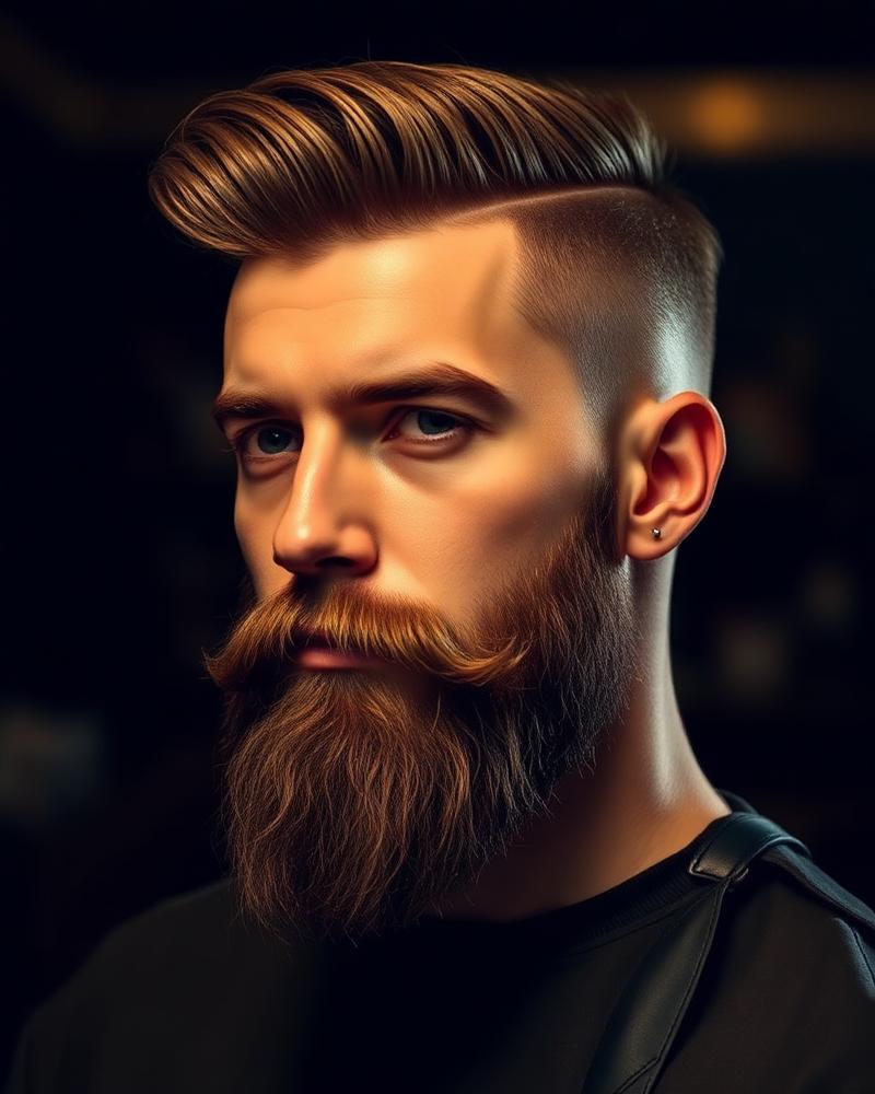 Cliente com corte e barba alinhados